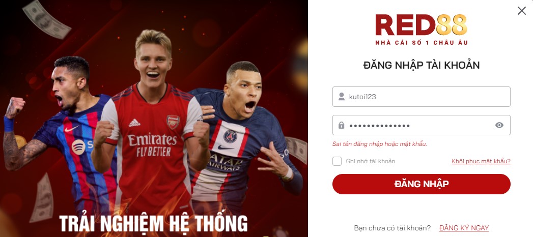đăng nhập red88 không nhập sai mật khẩu nhiều lần