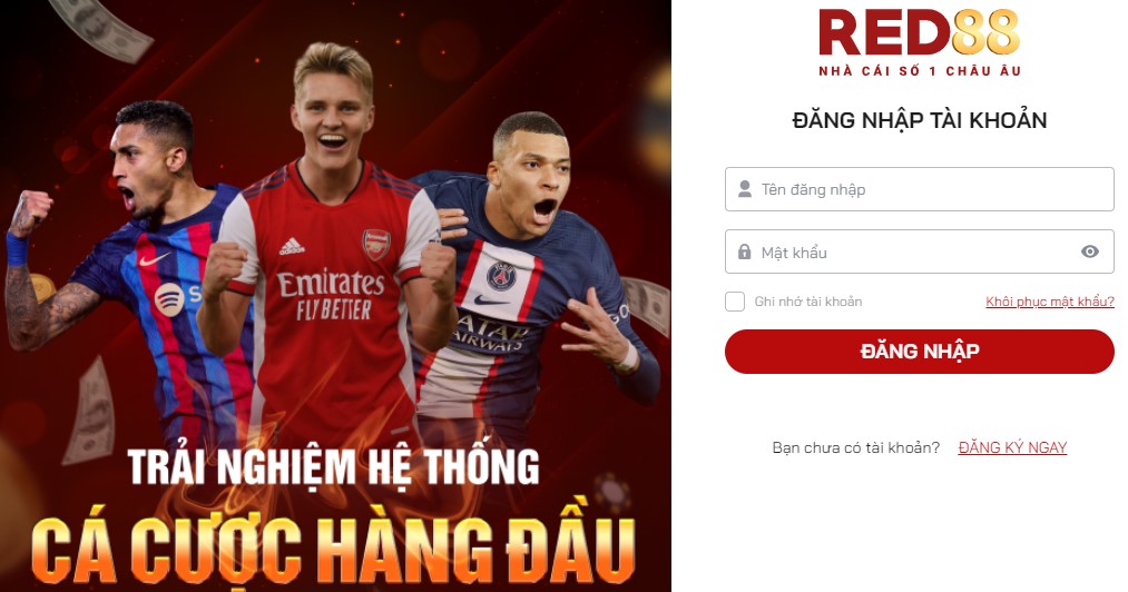 form đăng nhập red88