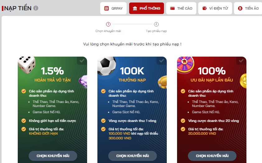 nạp tiền red88 bằng phương thức thủ công