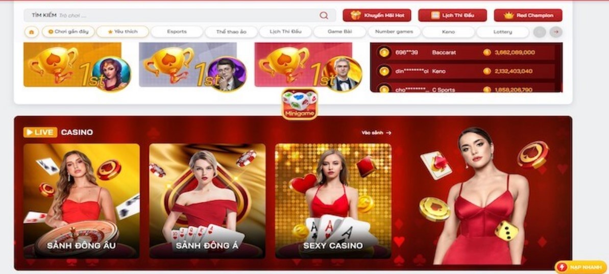 Không chỉ có cá cược thể thao, Casino Red88 cũng rất hấp dẫn